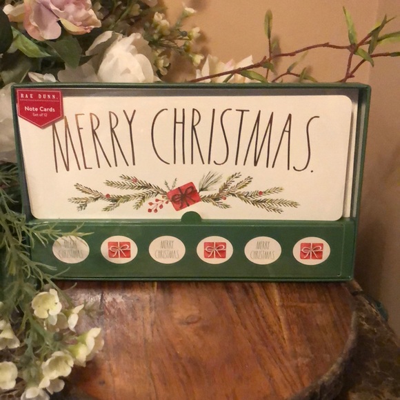 RAE DUNN PANORAMIC NOTE CARD SET " MERRY CHRISTMAS" WITH GOLD LETTERS - Picture 1 of 4